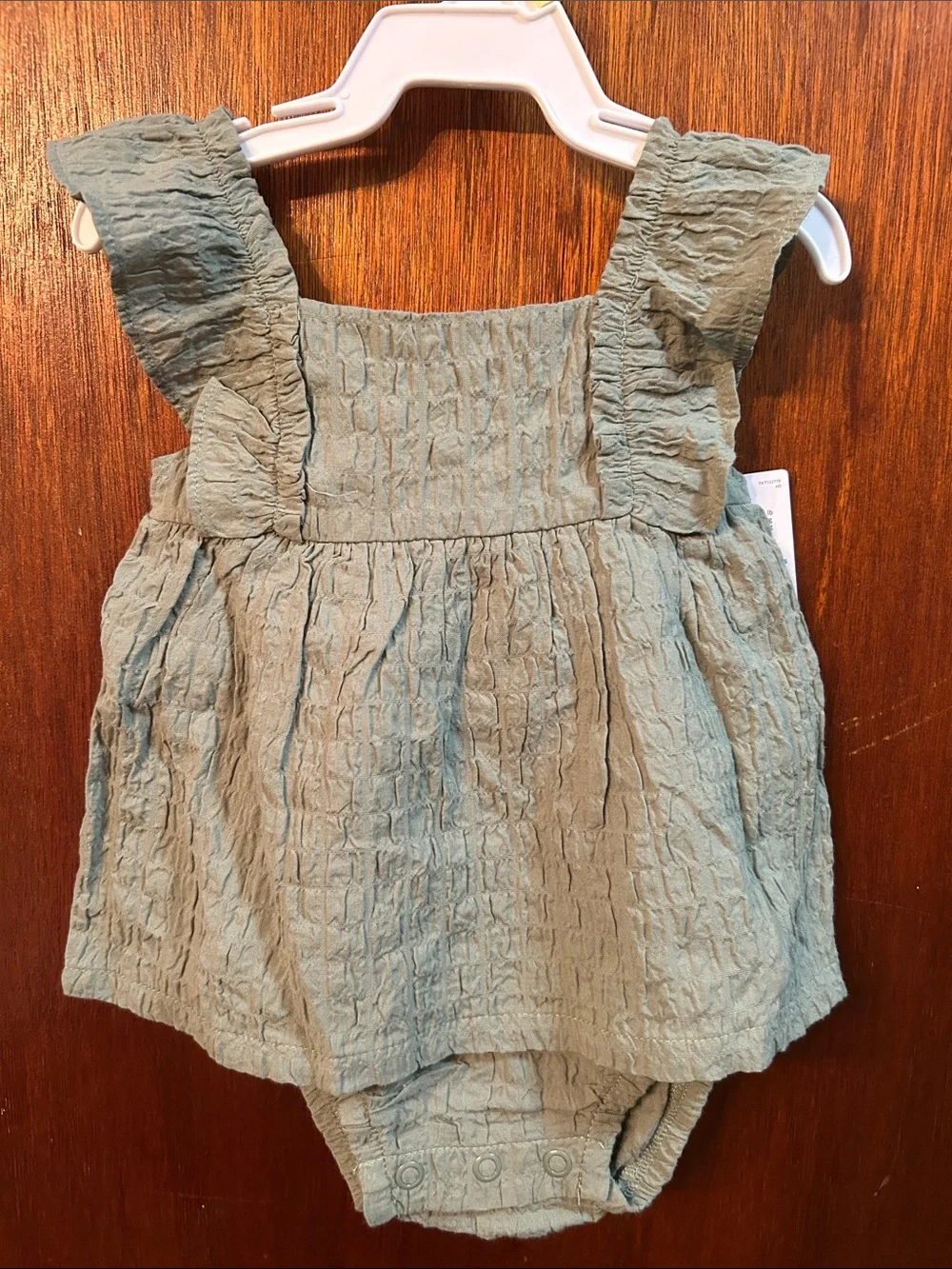 Carter's Sage Green Textured Ruffle Romper